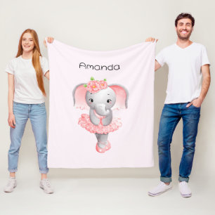 Adsible Ballerina Elephant en Pointe Fleecefilt
