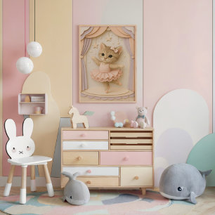Adsible Ballerina Kitten Wall Art Poster