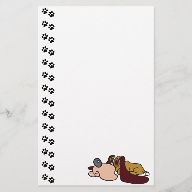 Adsible Basset Hound Puppy Stationery Brevpapper (Framsida)