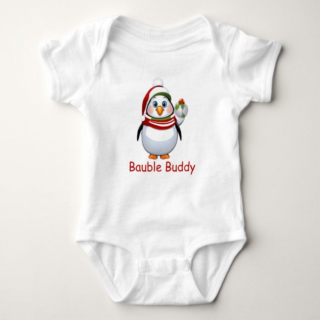 Adsible Bauble Buddy Penguin jul T Shirt (Framsida)