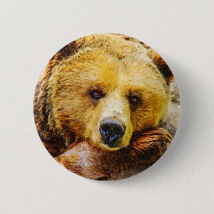 Adsible Bear Ansikte Woodland Animal Knapp