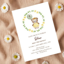 Adsible Bear Birthday bjudande for Girls - Cute