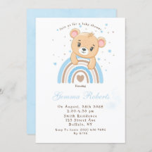 Adsible Bear Boho Rainbow Boy Shower