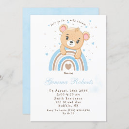 Adsible Bear Boho Rainbow Boy Shower Inbjudningar