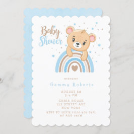 Adsible Bear Boho Rainbow Boy Shower Inbjudningar