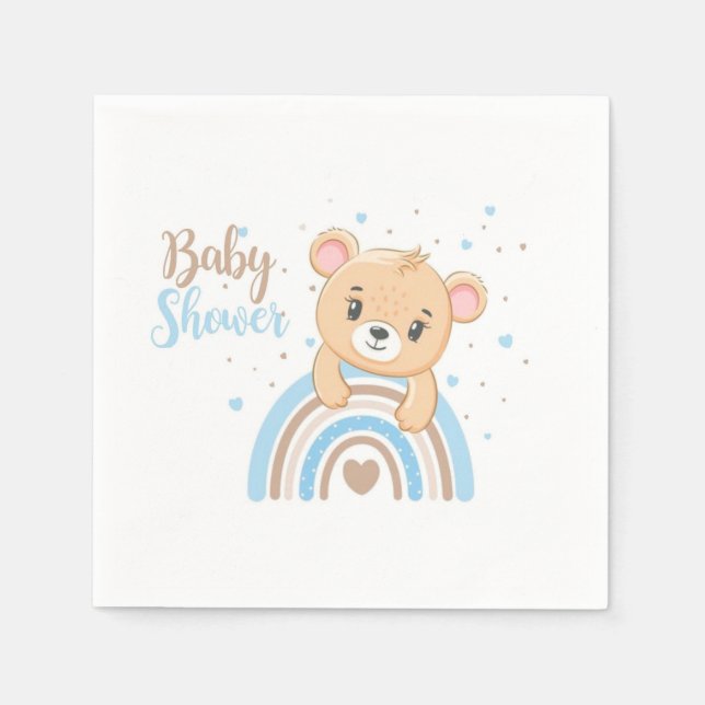 Adsible Bear Boho Rainbow Boy Shower Pappersservett (Framsidan)