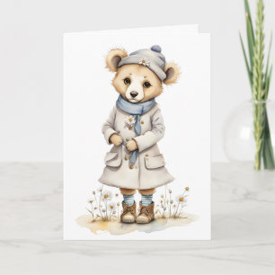 Adsible Bear in Jackat Hat Scarf Boots Daisy blank Kort