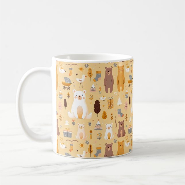 Adsible Bear Mönster Kaffemugg (Vänster)