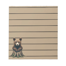 Adsible Bear Unge Sitta vid Träd-stumpen Anteckningsblock