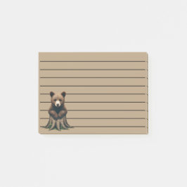 Adsible Bear Unge Sitta vid Träd-stumpen Post-it Block