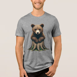 Adsible Bear Unge Sitta vid Träd-stumpen T Shirt