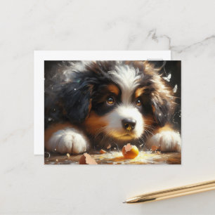 Adsible Bernese Mountain Hund Puppy Broken Egg Vykort