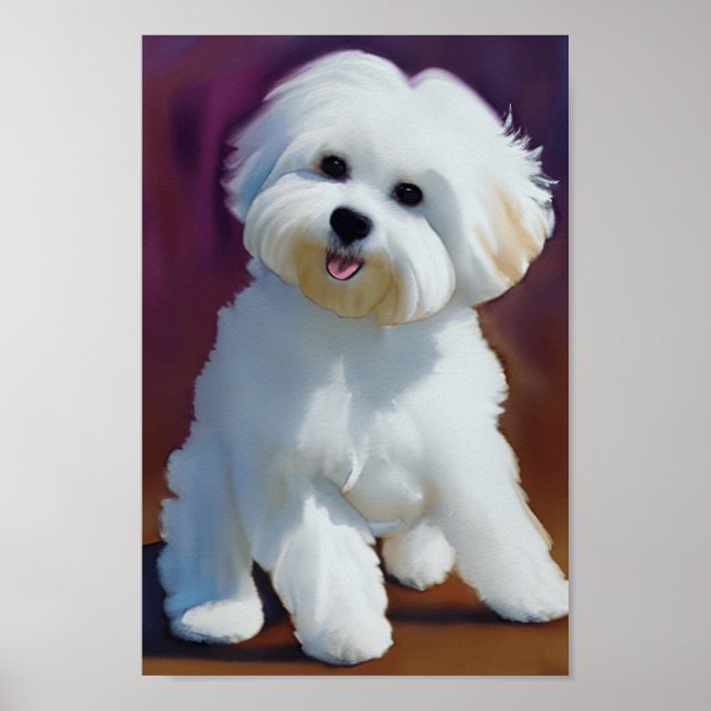 Adsible Bichon Havanese Puppy Watercolor Poster (Framsidan)