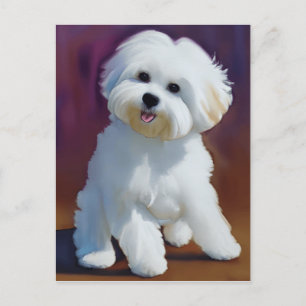 Adsible Bichon Havanese Puppy Watercolor Vykort