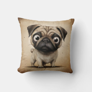 Adsible Big Eyed Pug Illustration Kudde