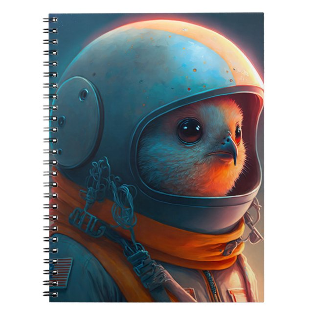 Adsible Bird Astronaut Notebook Anteckningsbok (Framsidan)
