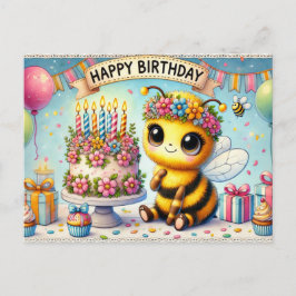 Adsible Birthday Bee Firande Vykort