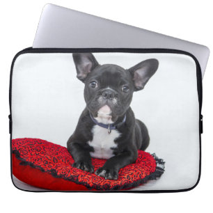 Adsible Black and White Bulldog Puppy Photo Laptop Fodral
