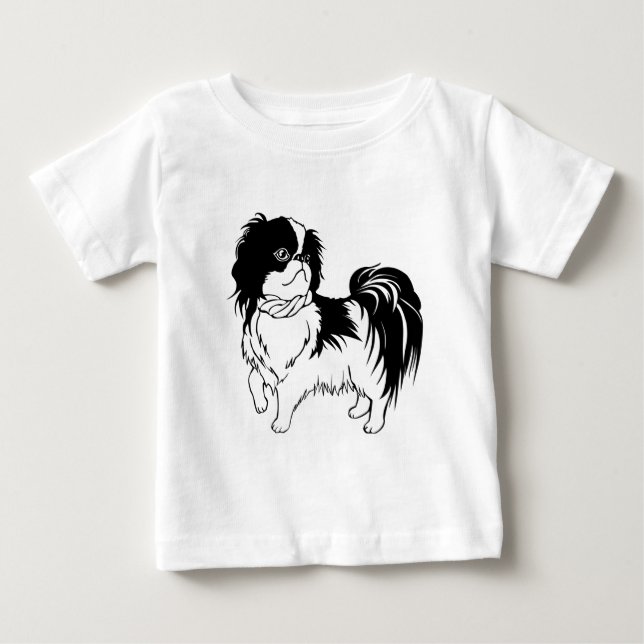 Adsible Black and White Hund Baby Shirt T-shirt (Framsida)