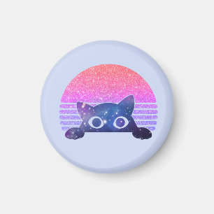 Adsible Black Cat Peeking - Cute Kattdjur Magnet