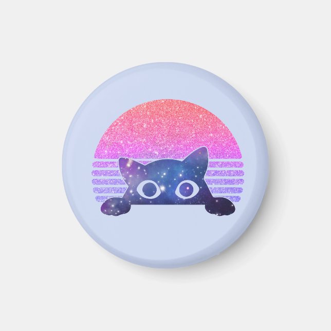 Adsible Black Cat Peeking - Cute Kattdjur Magnet (Framsidan)