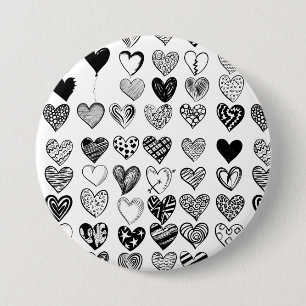 Adsible Black Heart Scribble Teckning Knapp