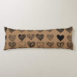 Adsible Black Heart Scribble Teckning Kroppskudde