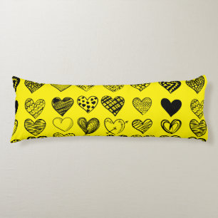 Adsible Black Heart Scribble Teckning Kroppskudde