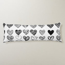 Adsible Black Heart Scribble Teckning Kroppskudde