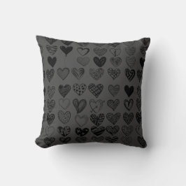 Adsible Black Heart Scribble Teckning Kudde