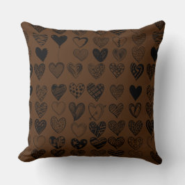 Adsible Black Heart Scribble Teckning Kudde