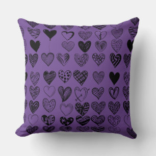 Adsible Black Heart Scribble Teckning Kudde