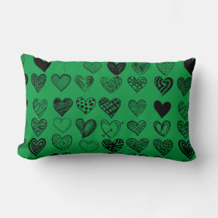 Adsible Black Heart Scribble Teckning Lumbarkudde