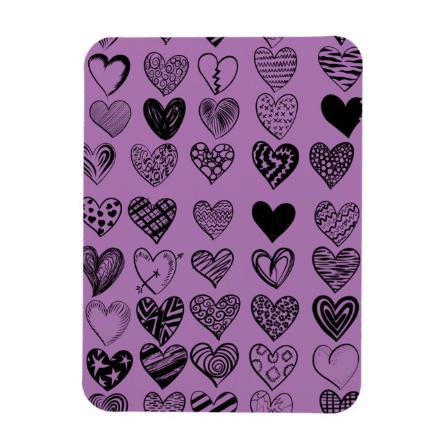 Adsible Black Heart Scribble Teckning Magnet (Vertikal)