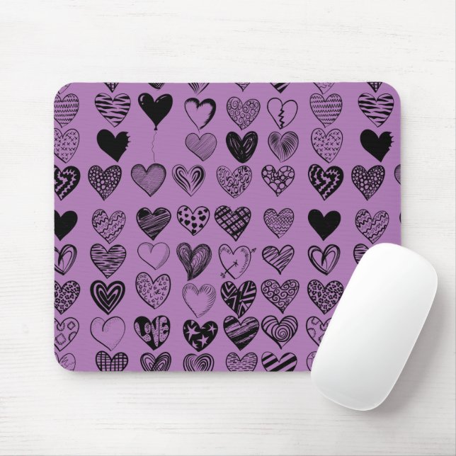 Adsible Black Heart Scribble Teckning Mouse Pad Musmatta (Med mus)