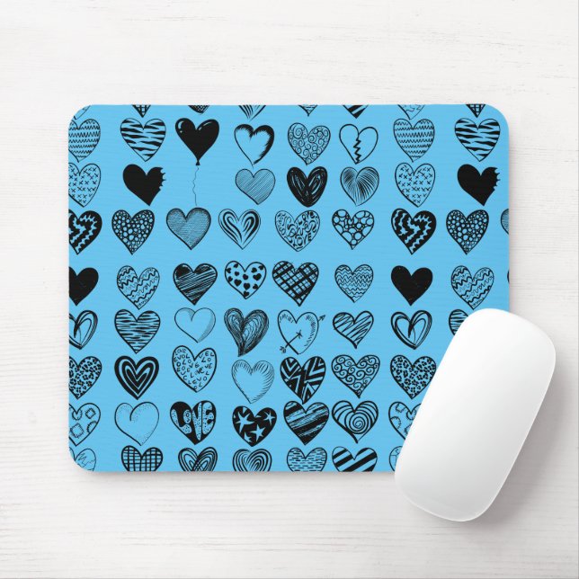 Adsible Black Heart Scribble Teckning Mouse Pad Musmatta (Med mus)