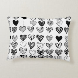 Adsible Black Heart Scribble Teckning Prydnadskudde
