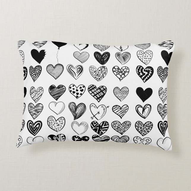Adsible Black Heart Scribble Teckning Prydnadskudde (Baksidan)