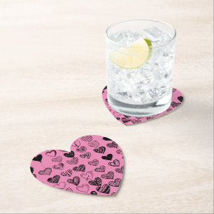 Adsible Black Heart Scribble Teckning Square Pappr Underlägg Papper