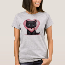 Adsible Black Valentine Kitten T Shirt