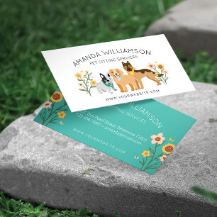 Adsible Blommigt Hundar Breed Djuromsorg Services Visitkort