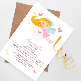 Adsible Blonde Fairy Princess Girl Birthday Inbjudningar