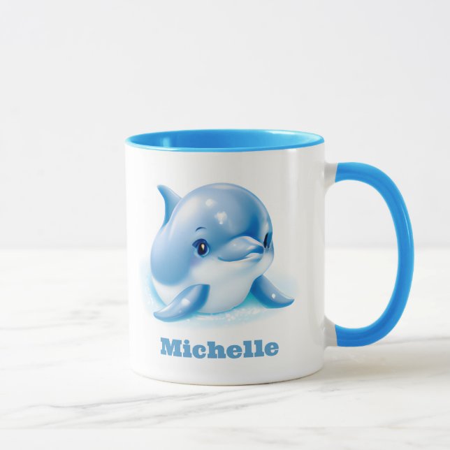 Adsible Blue Baby Dolphin Mugg (Höger)
