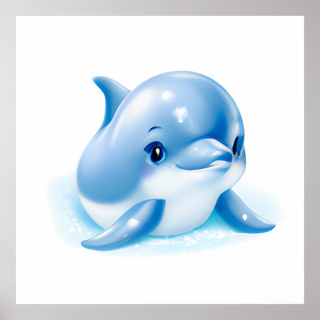 Adsible Blue Baby Dolphin Poster (Framsidan)