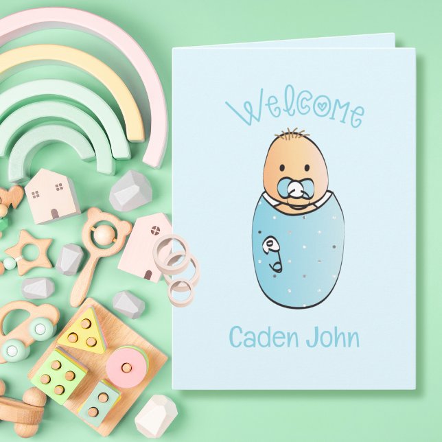 Adsible Blue Boy Sweet Keepsak Baby Shower Kort (Skapare uppladdad)