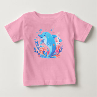 Adsible Blue Dolphin Baby Bodykostin T Shirt
