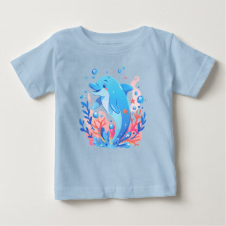 Adsible Blue Dolphin Baby Bodykostin T Shirt