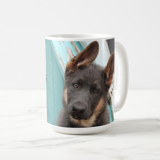 Adsible Blue German Shepherd Puppy Kaffemugg (Framsida höger)