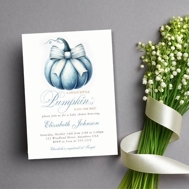 Adsible Blue Pumpkin Baby Shower-inbjudan Inbjudningar (Adorable Blue Pumpkin Baby Shower Invitation)