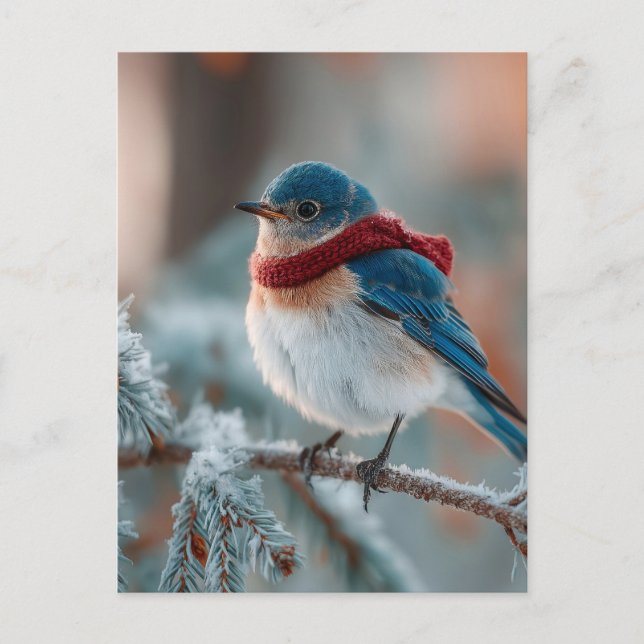 Adsible Bluebird in a Scarf Helg Vykort (Framsida)